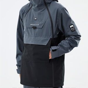 Gray and Black Ski Anorak with Hood and Elastic Cuffs